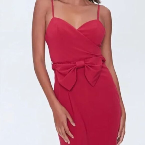 NEW Forever 21 Plus Bow Front Sheath Dress 2X Pink Sleeveless Cocktail Plus M04X - Picture 1 of 7